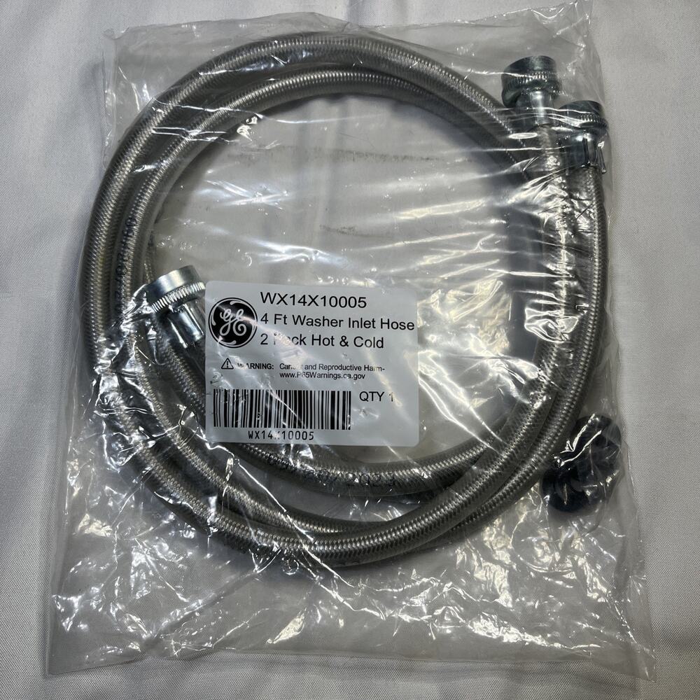 General Electric GE 4 Ft Washer Inlet Hoses WX14X10005 2 Pack Hot and Cold NEW